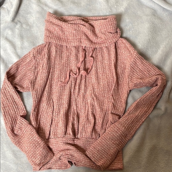 Saturday Sunday by AnthropologiePink Cowl Neck Textured Waffle Knit Sweater - Picture 3 of 7